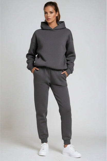 Completo felpa con cappuccio e joggers in cotone — Set comodo da relax