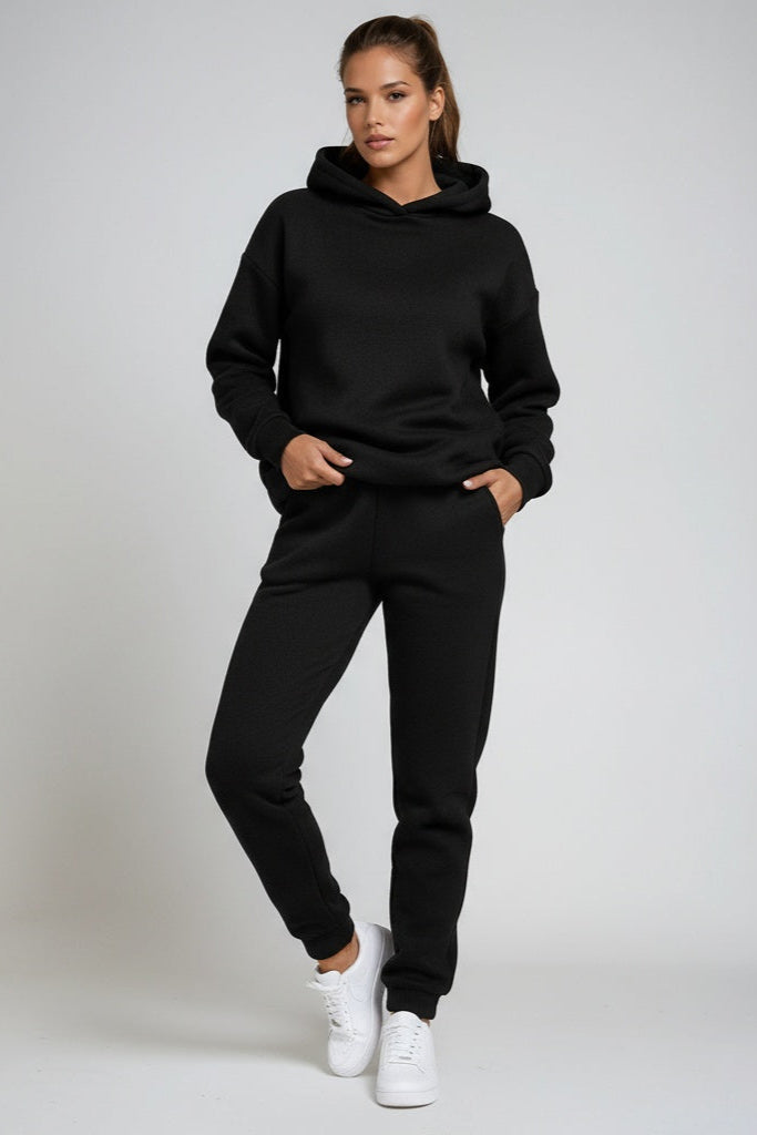 Completo felpa con cappuccio e joggers in cotone — Set comodo da relax