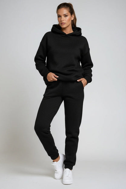 Completo felpa con cappuccio e joggers in cotone — Set comodo da relax