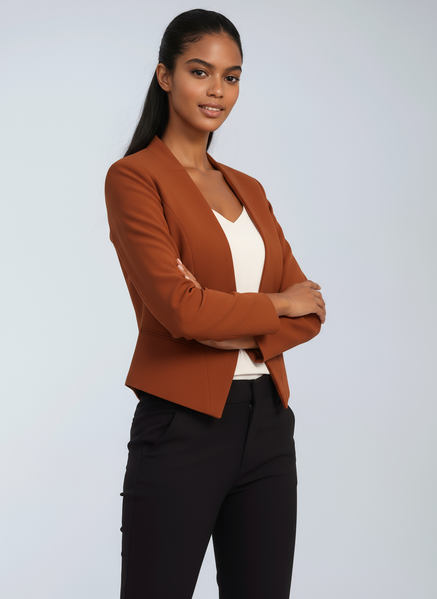 Blazer corto a fronte aperto — Giacca da ufficio elegante