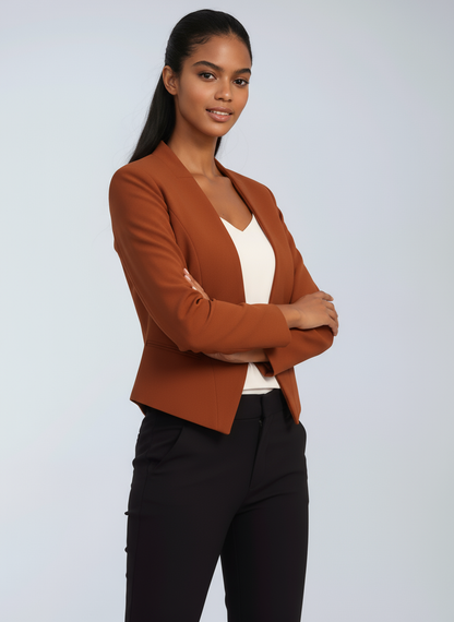 Blazer corto a fronte aperto — Giacca da ufficio elegante