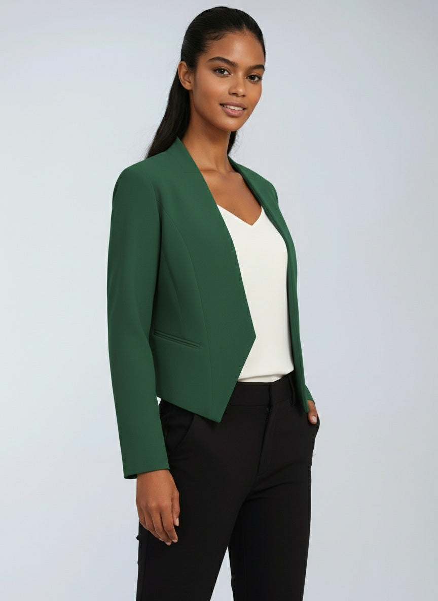 Blazer corto a fronte aperto — Giacca da ufficio elegante