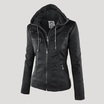 Giacca in ecopelle con cappuccio — Giacca impermeabile con zip