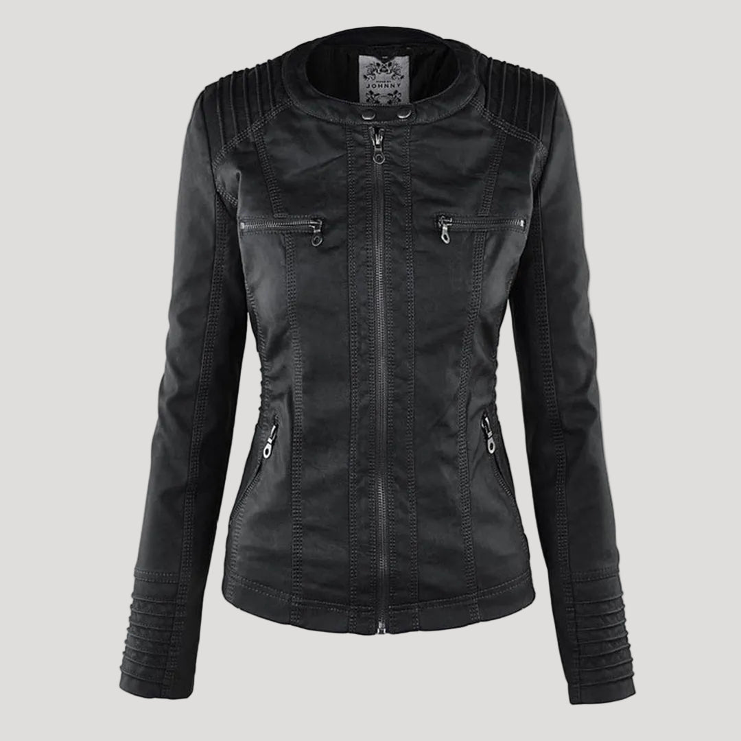 Giacca in ecopelle con cappuccio — Giacca impermeabile con zip