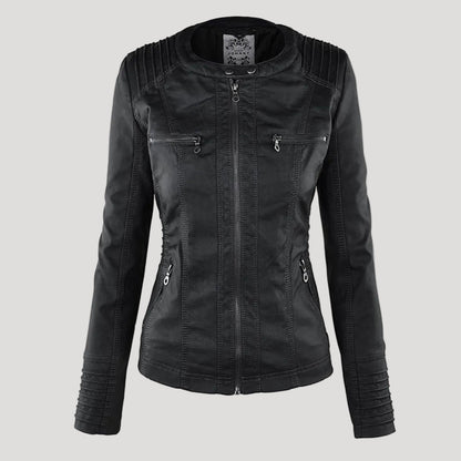 Giacca in ecopelle con cappuccio — Giacca impermeabile con zip