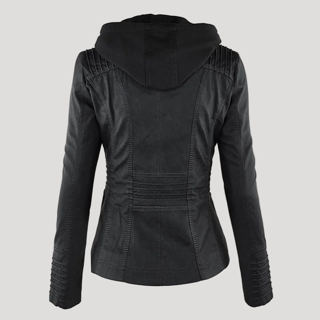 Giacca in ecopelle con cappuccio — Giacca impermeabile con zip