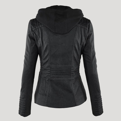 Giacca in ecopelle con cappuccio — Giacca impermeabile con zip