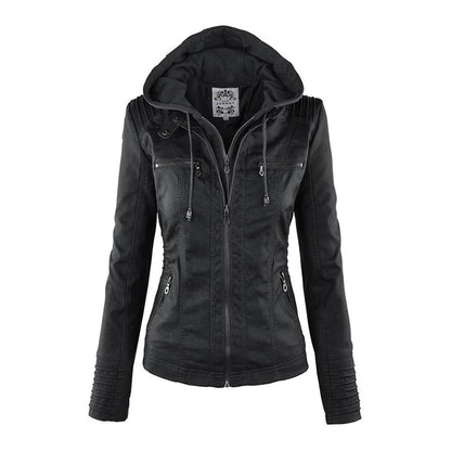 Giacca in ecopelle con cappuccio — Giacca impermeabile con zip