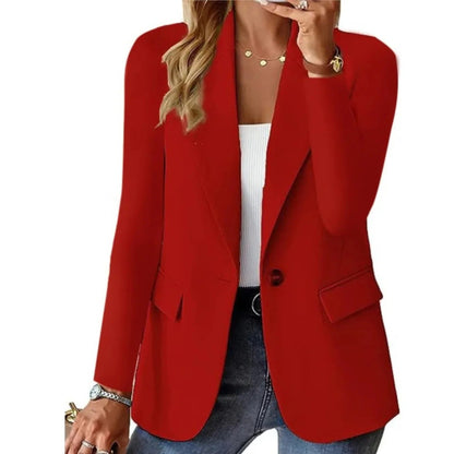 Blazer di lino a fronte aperto, taglio rilassato — Giacca elegante e versatile