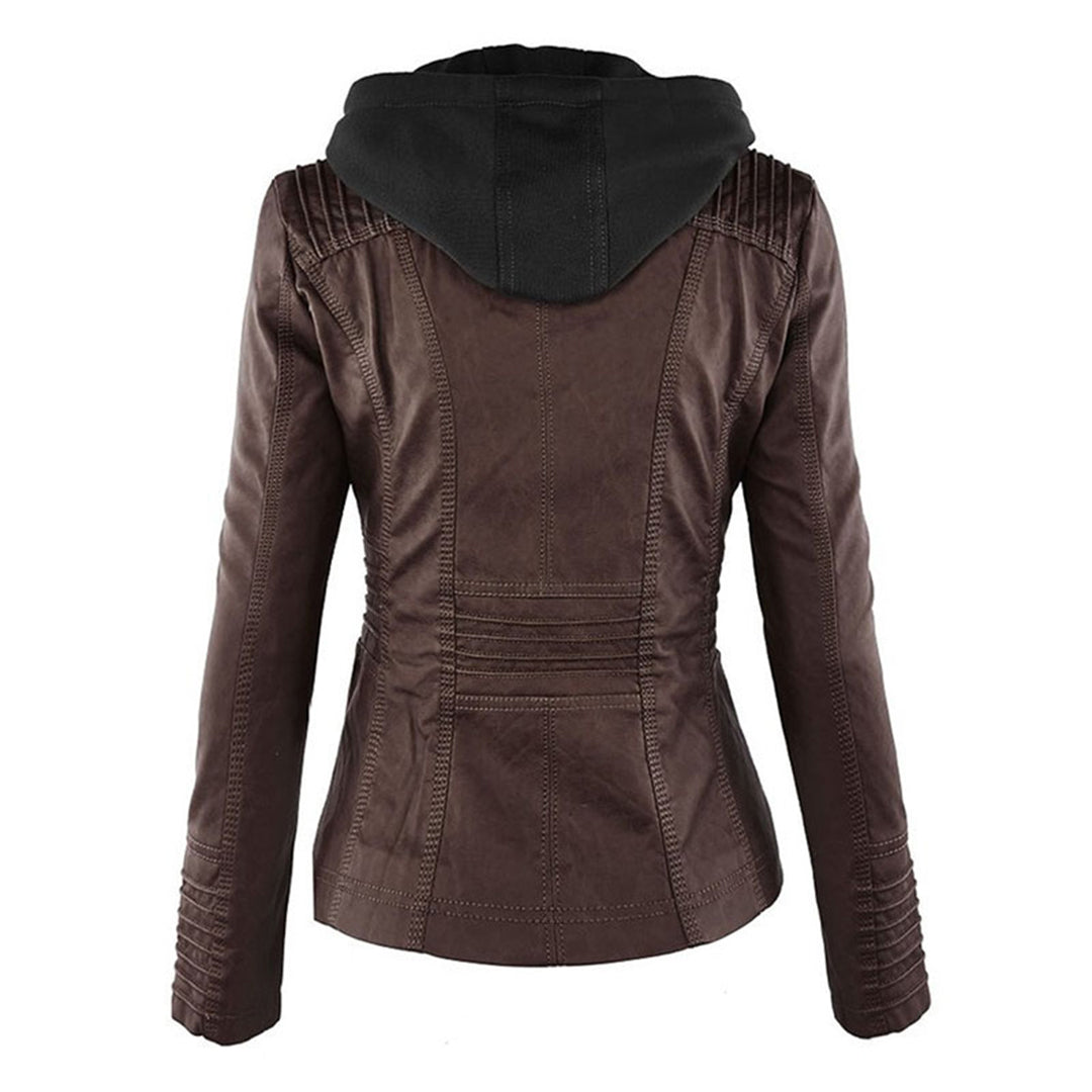 Giacca in ecopelle con cappuccio — Giacca impermeabile con zip