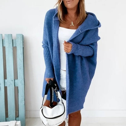 Cardigan in maglia con cappuccio, taglio oversize — Giacca in maglia calda