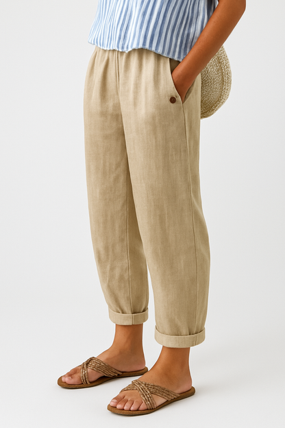 Pantalones rectos tobilleros para mujer, tiro medio