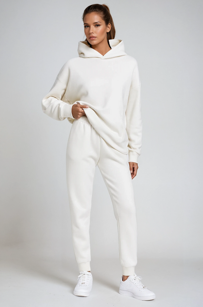 Completo felpa con cappuccio e joggers in cotone — Set comodo da relax
