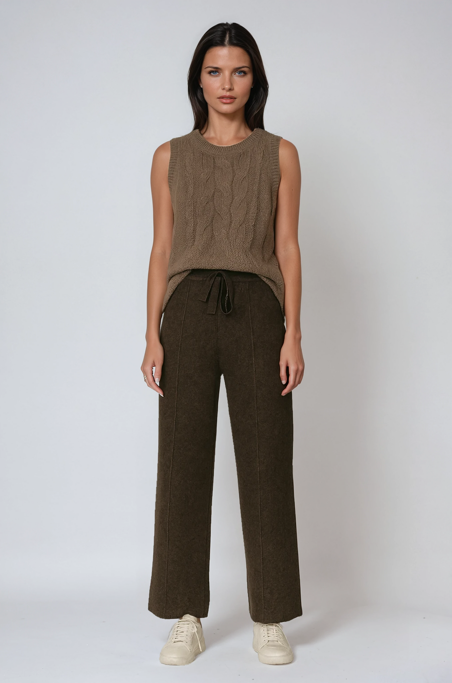 Pantaloni in maglia di cotone con coulisse e taglio morbido — Pantaloni comodi relax