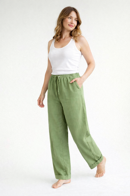 Pantaloni a vita alta con coulisse — Pantaloni fluidi dal taglio comodo