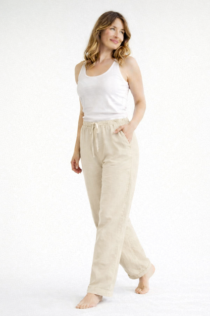 Pantaloni a vita alta con coulisse — Pantaloni fluidi dal taglio comodo