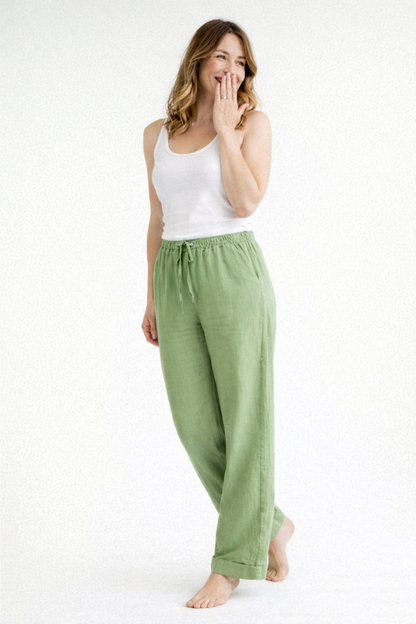 Pantaloni a vita alta con coulisse — Pantaloni fluidi dal taglio comodo