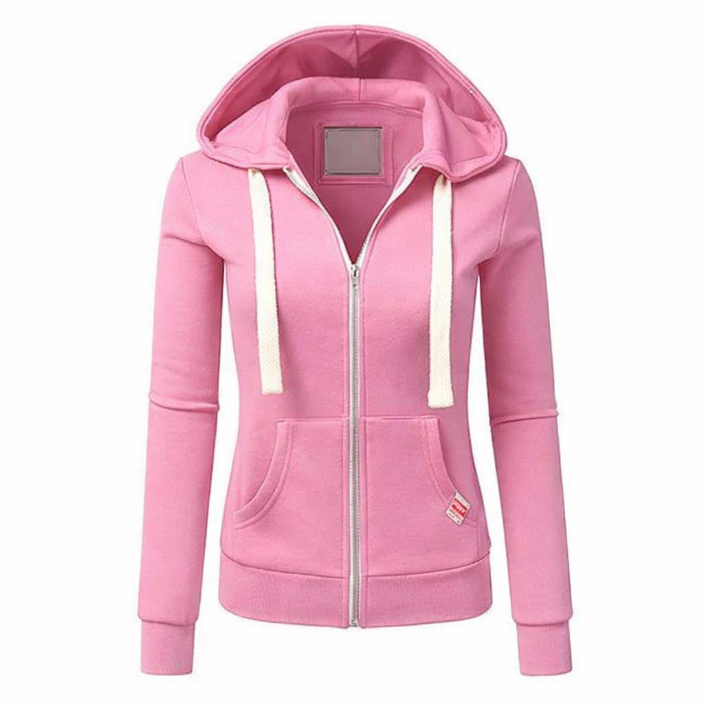 Felpa con cappuccio e zip, taglio slim — Felpa di cotone con coulisse