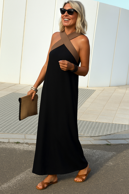 Vestido largo cruzado transpirable — Vestido maxi cómodo y elegante