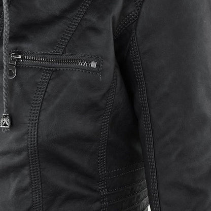 Giacca in ecopelle con cappuccio — Giacca impermeabile con zip