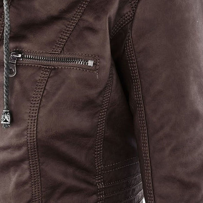 Giacca in ecopelle con cappuccio — Giacca impermeabile con zip
