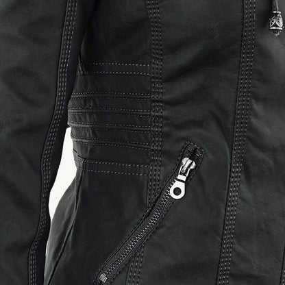 Giacca in ecopelle con cappuccio — Giacca impermeabile con zip
