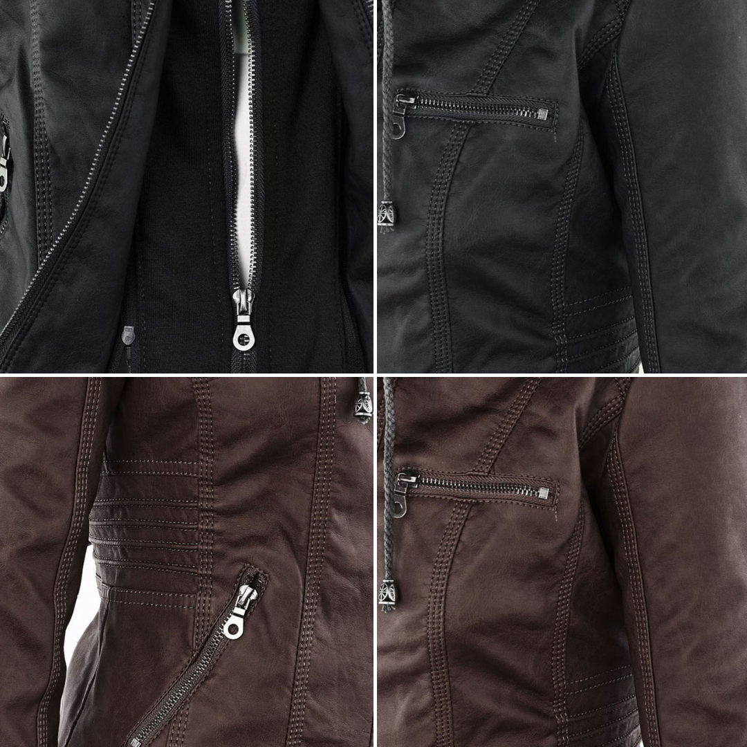 Giacca in ecopelle con cappuccio — Giacca impermeabile con zip