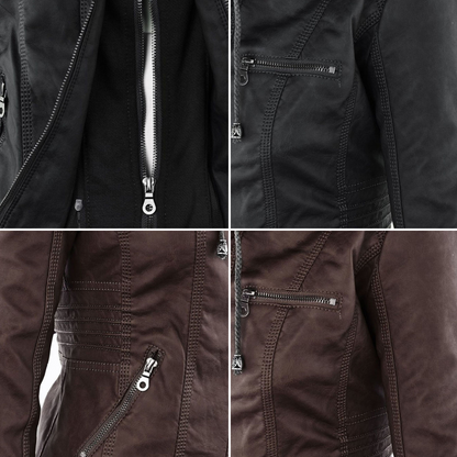 Giacca in ecopelle con cappuccio — Giacca impermeabile con zip