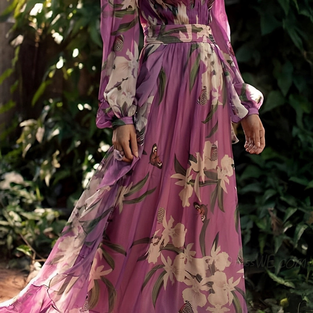 Vestido floral fluido para mujer, primavera