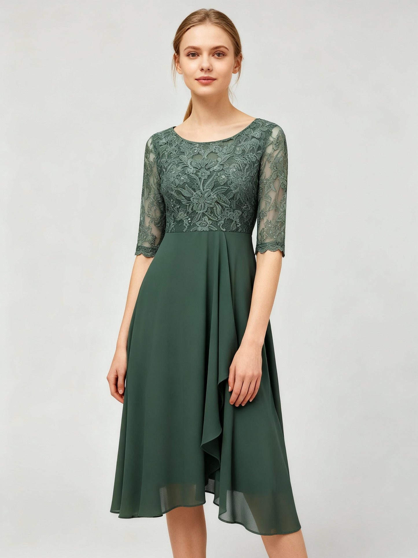 Abito lungo in chiffon dal taglio regolare — Abito da sera a manica lunga