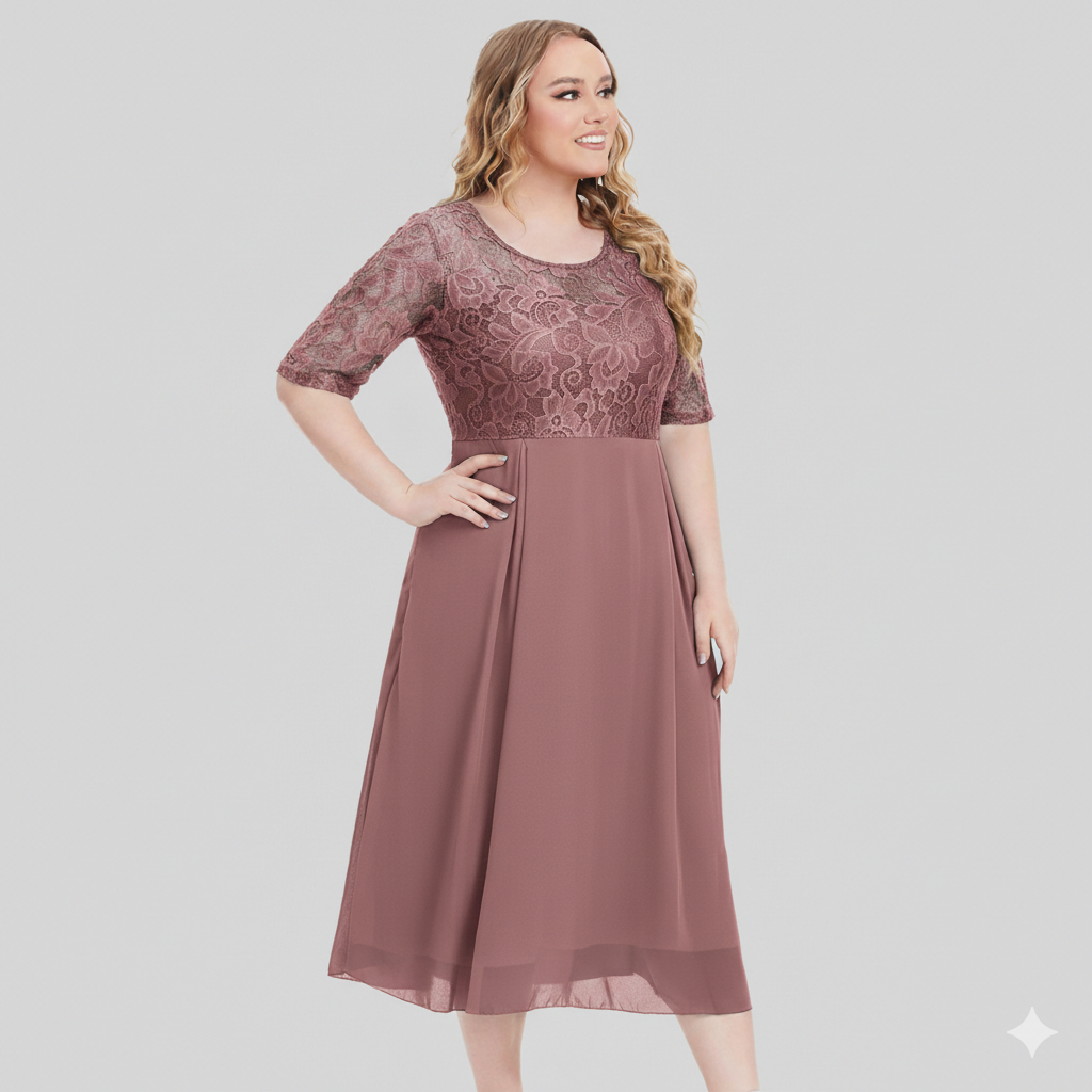 Abito lungo in chiffon dal taglio regolare — Abito da sera a manica lunga