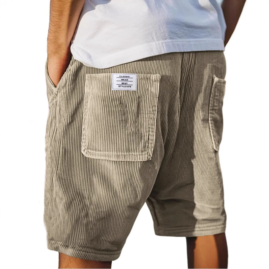 Pantaloncini in velluto a coste — Shorts casual con vita elastica e tasca posteriore