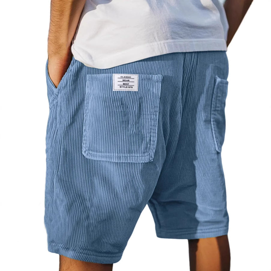 Pantaloncini in velluto a coste — Shorts casual con vita elastica e tasca posteriore