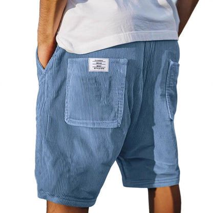 Pantaloncini in velluto a coste — Shorts casual con vita elastica e tasca posteriore