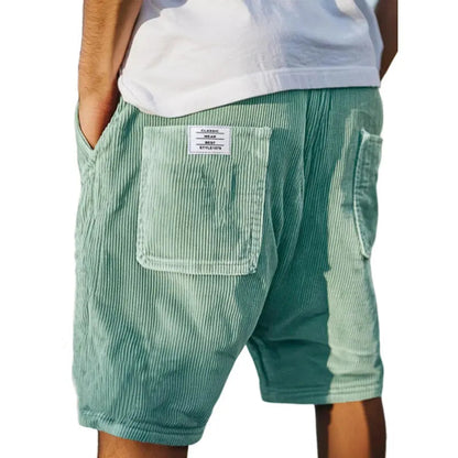 Pantaloncini in velluto a coste — Shorts casual con vita elastica e tasca posteriore