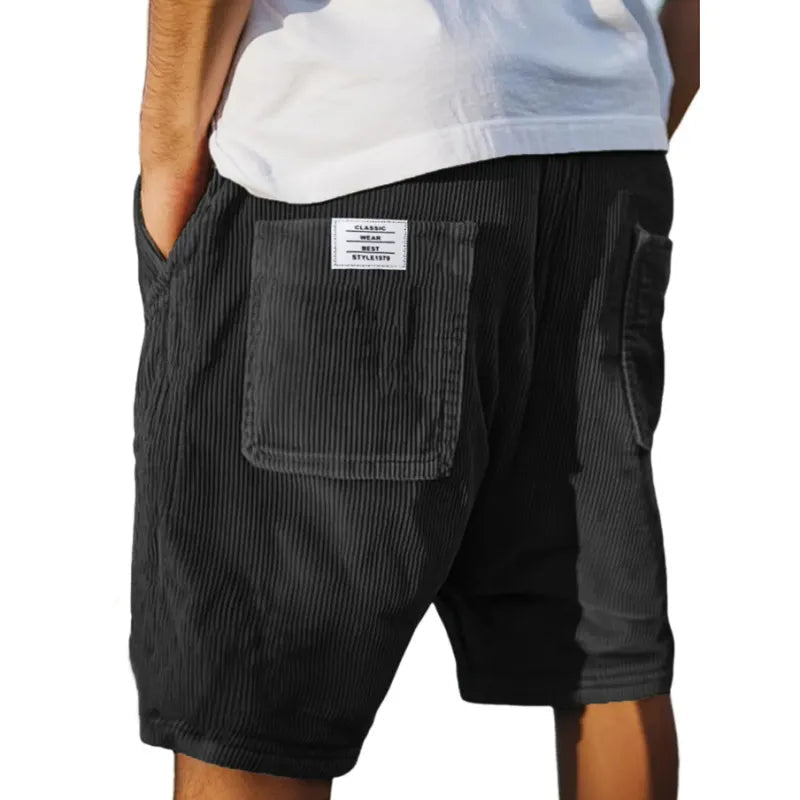 Pantaloncini in velluto a coste — Shorts casual con vita elastica e tasca posteriore