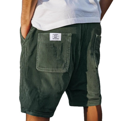 Pantaloncini in velluto a coste — Shorts casual con vita elastica e tasca posteriore