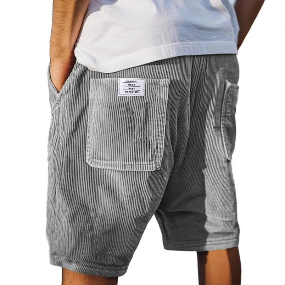Pantaloncini in velluto a coste — Shorts casual con vita elastica e tasca posteriore