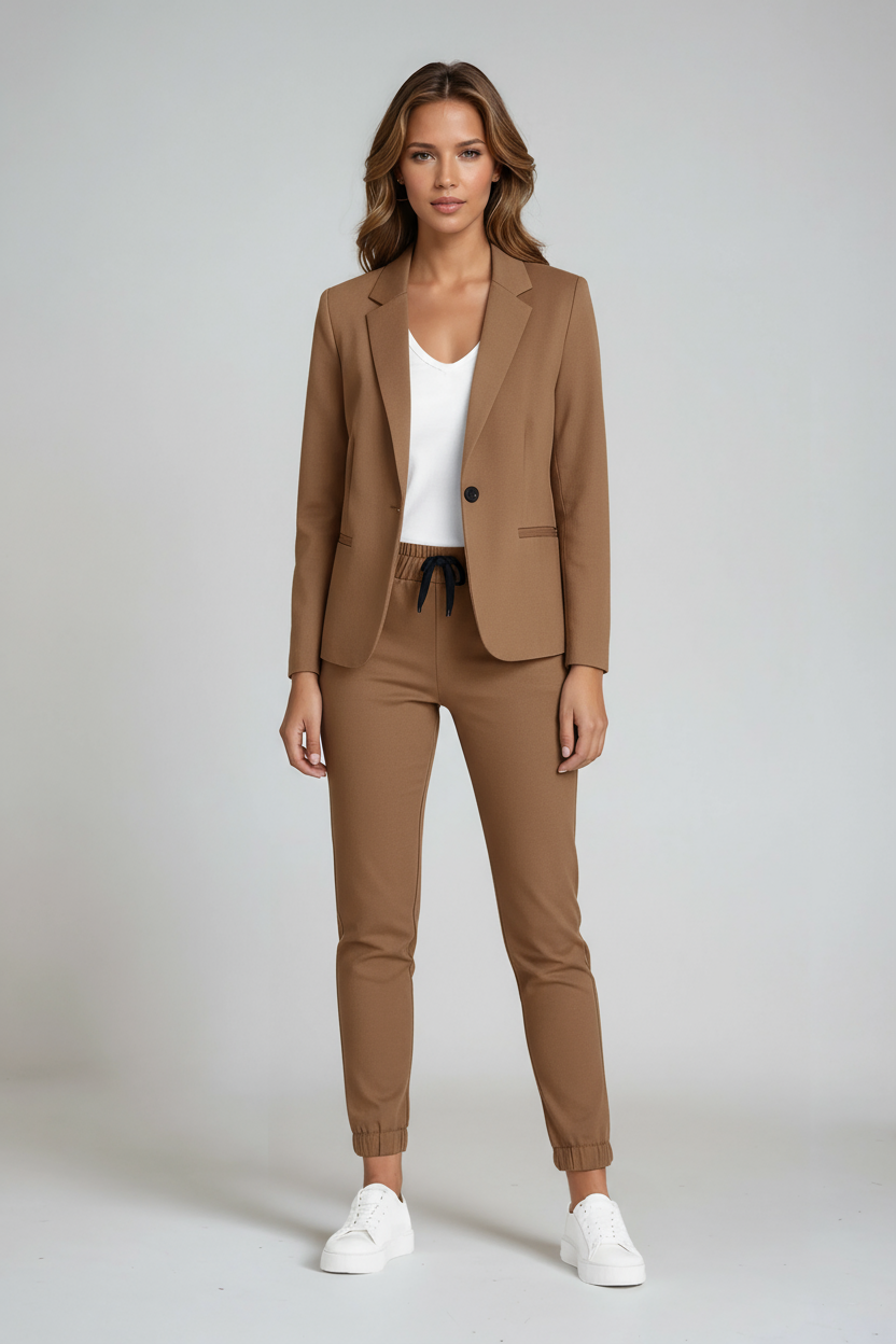Completo di lino con blazer e pantaloni con coulisse — Tailleur due pezzi comodo