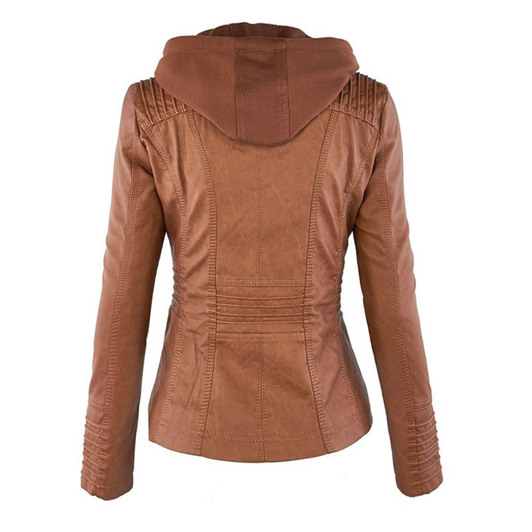 Giacca in ecopelle con cappuccio — Giacca impermeabile con zip