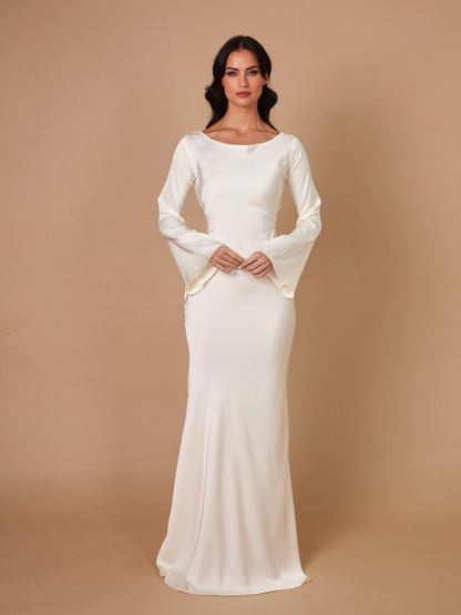 Vestido largo de manga larga para mujer, elegante