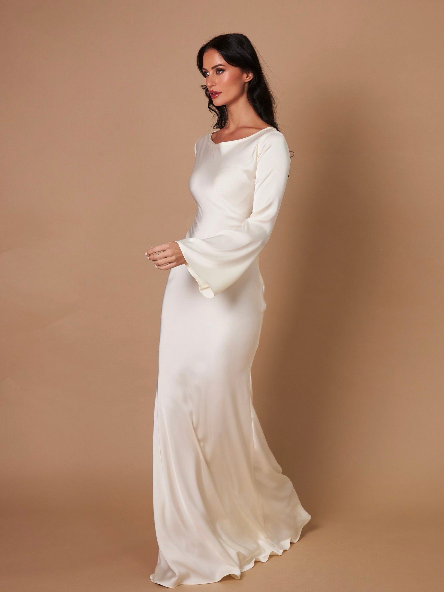 Vestido maxi satinado para mujer, falda fluida