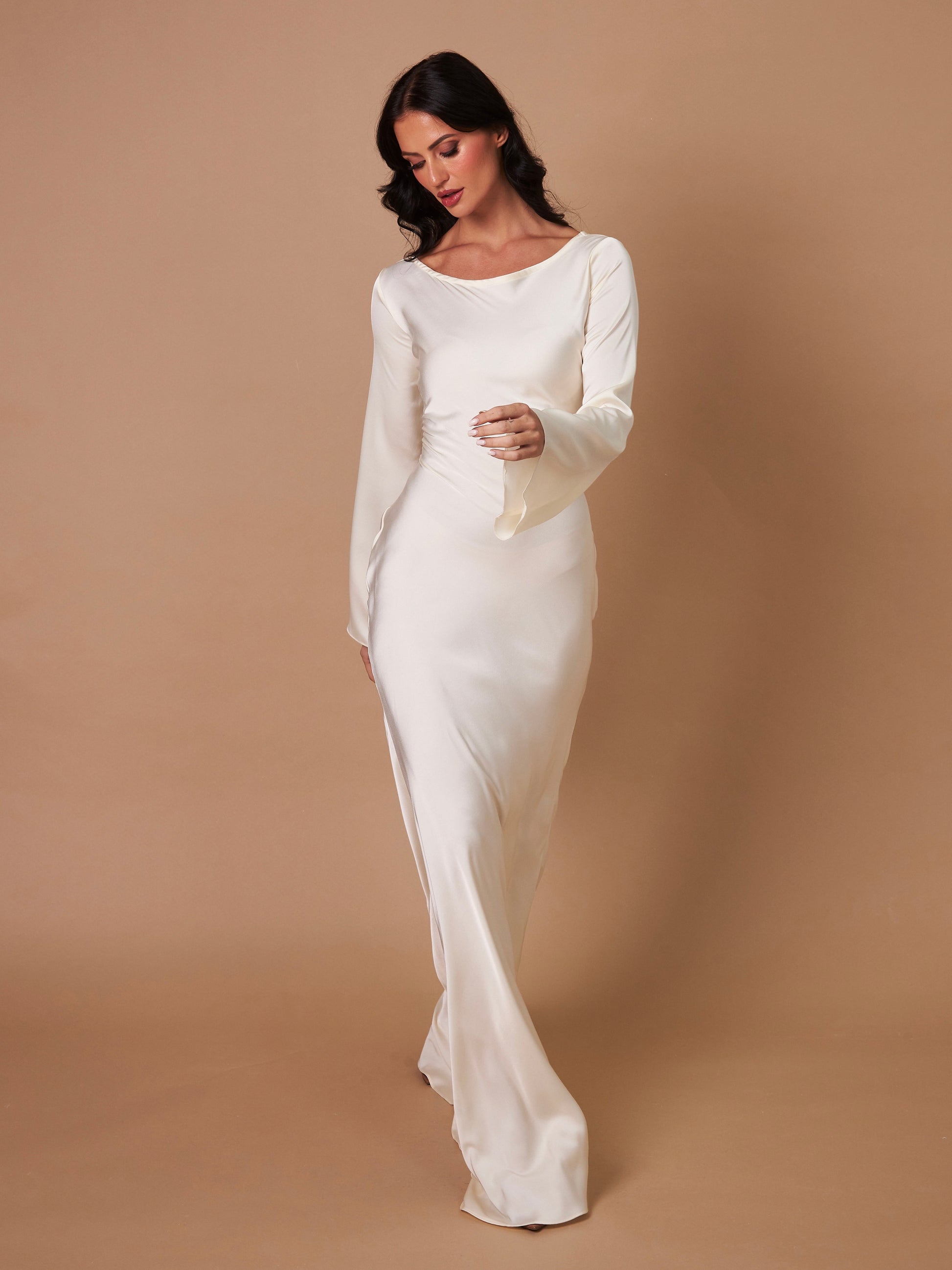 Vestido largo para mujer, manga larga