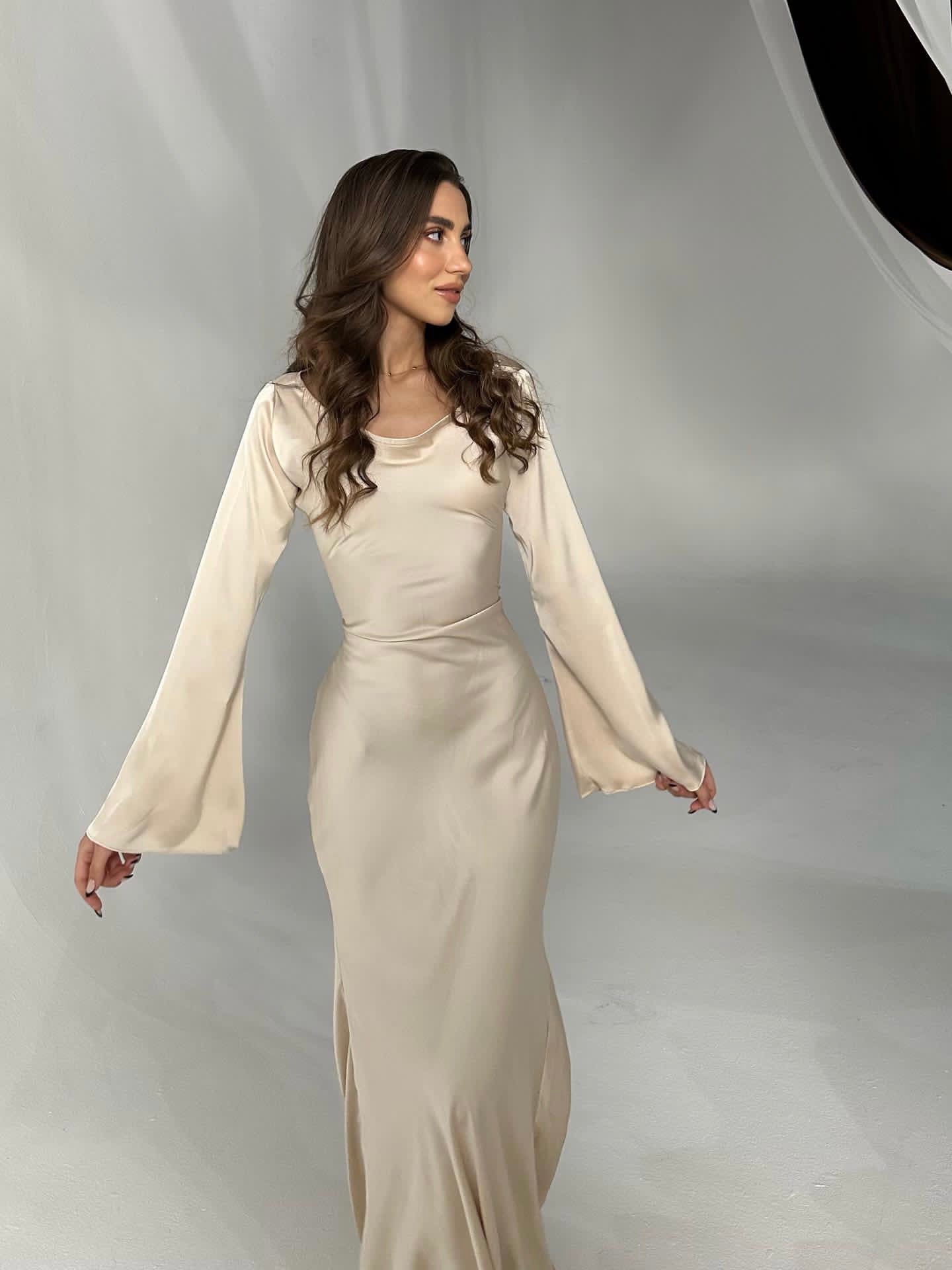 Vestido maxi de manga larga para mujer