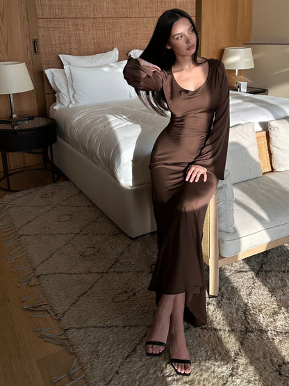 Vestido largo para mujer, manga larga