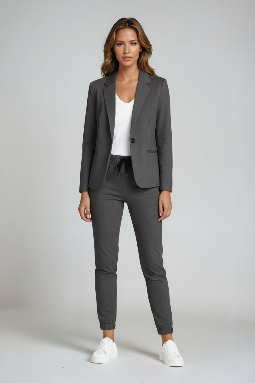 Completo di lino con blazer e pantaloni con coulisse — Tailleur due pezzi comodo
