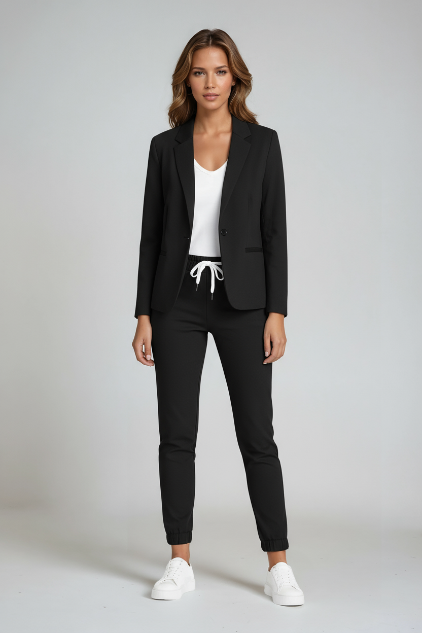 Completo di lino con blazer e pantaloni con coulisse — Tailleur due pezzi comodo