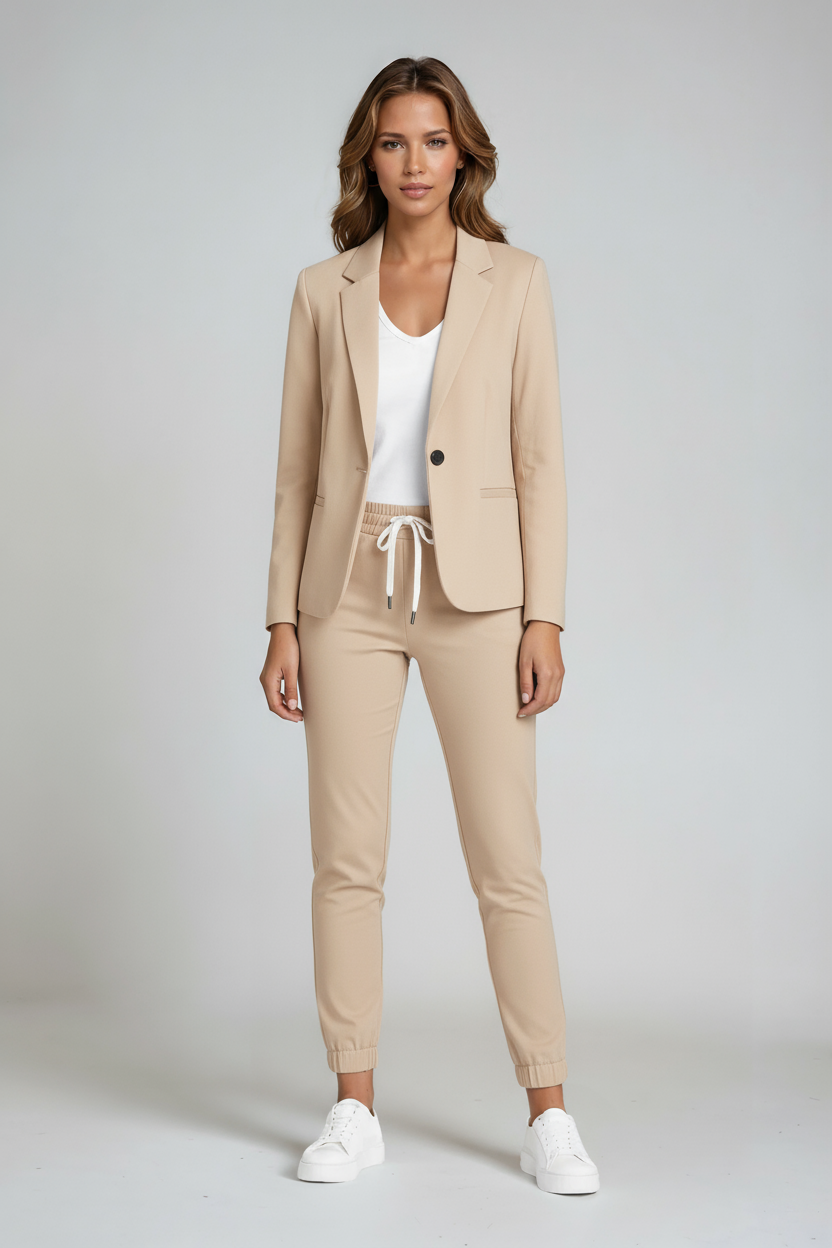 Completo di lino con blazer e pantaloni con coulisse — Tailleur due pezzi comodo