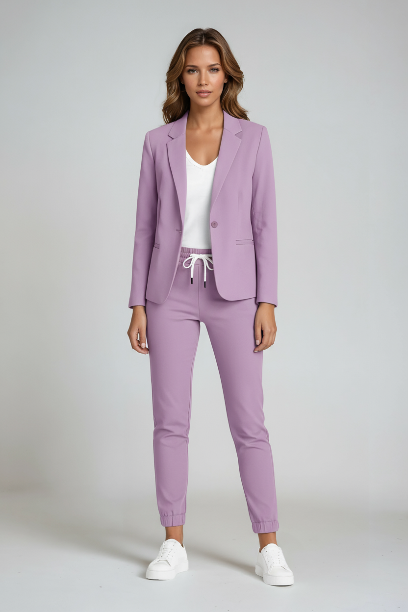 Completo di lino con blazer e pantaloni con coulisse — Tailleur due pezzi comodo