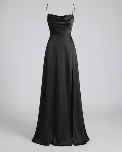 Vestido maxi satinado para mujer, favorecedor